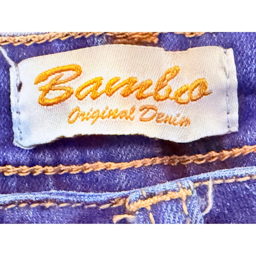 Bamboo Original Denim Flare Jeans Womens Size 0 Dark Wash Stretch Bootcut - Picture 6 of 13